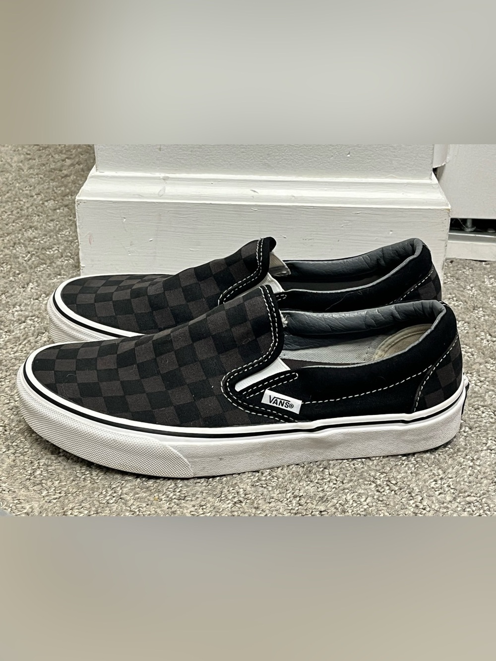 RARE🔥 VANS Slip On Gray Black Checkerboard Racing Flag Sz 8 Women’s 6.5 Men - Picture 2 of 7